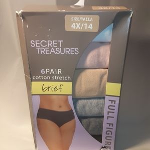 Secret Treasures 6 Pack Cotton Stretch Brief Size